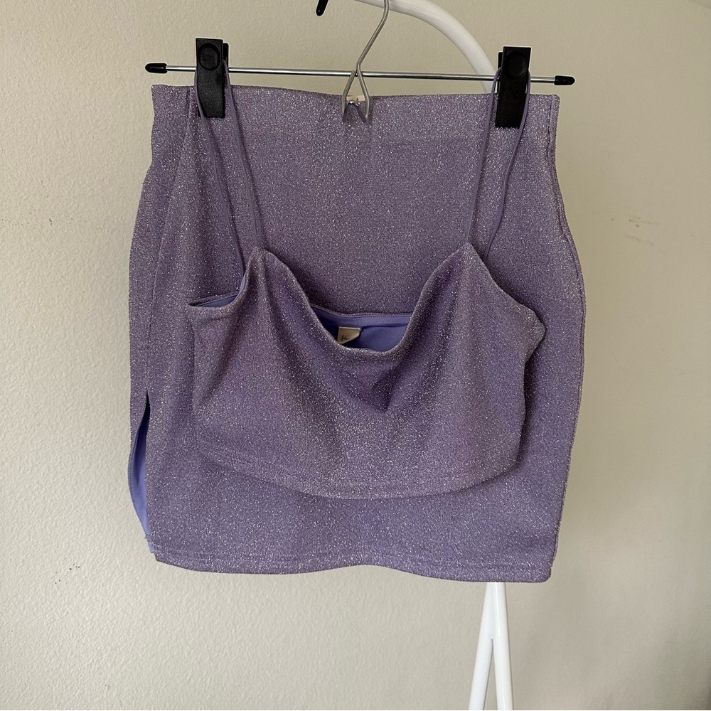Lavender Baby Come Round Skirt Set (Glitter Sparkle Side Slit Skirt Set)